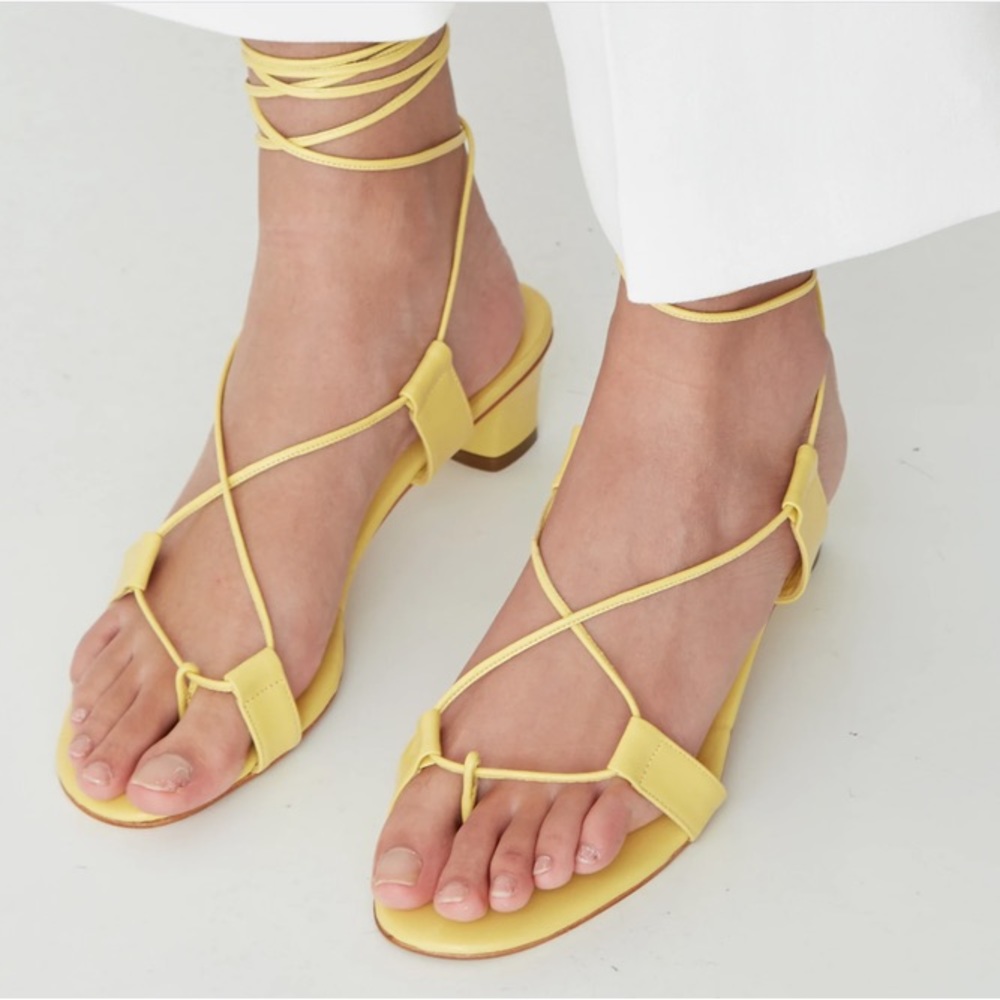 Martiniano Pavone strappy heel sandals 36 (best for 36.5/7) banana yellow wrap